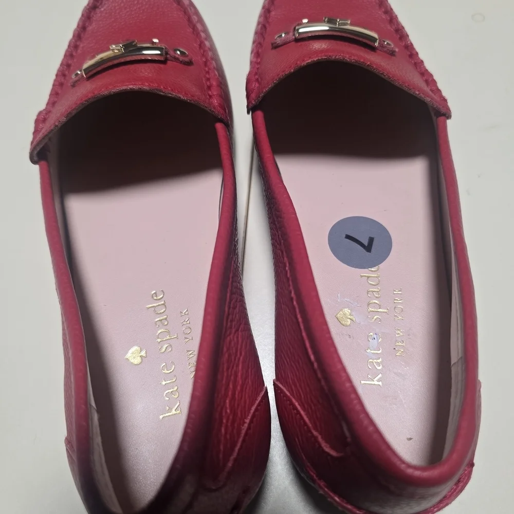 Kate Spade Red Leather Loafers - Picture 6 of 8